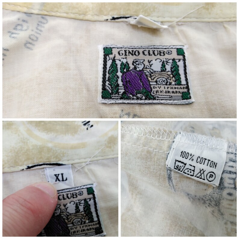90s GINO CLUB Button Up Shirt size XL / Vintage Cotton Shirt image 2