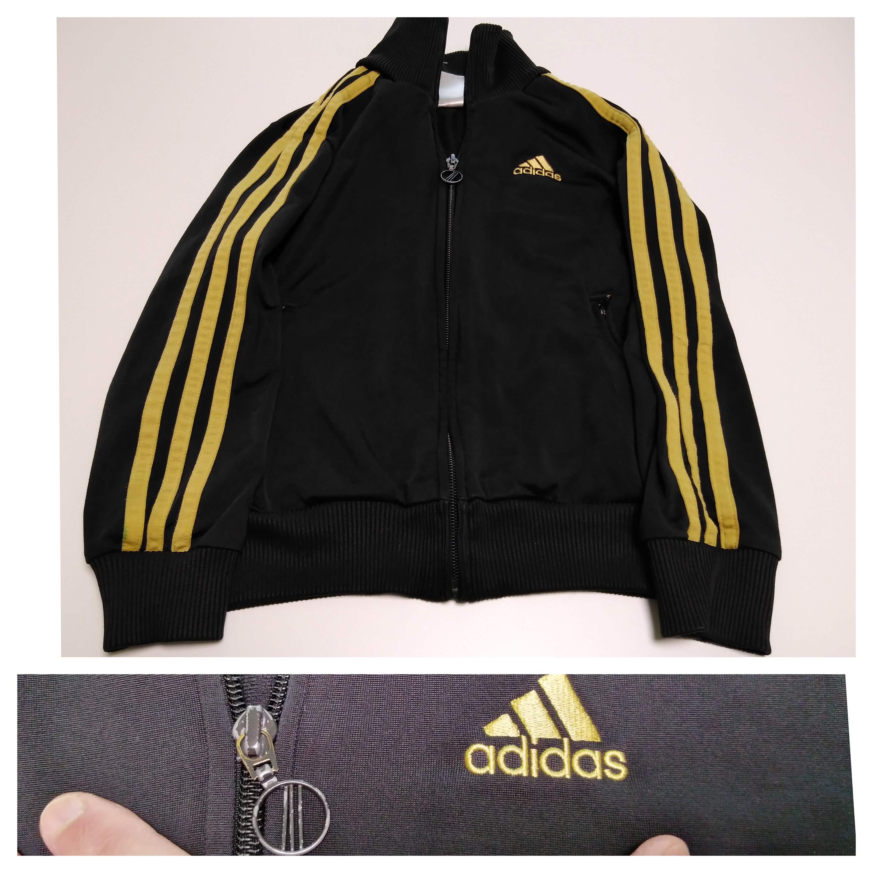 00s Adidas Black Gold Tracksuit Jacket Size D 128 UK 7/8 00s Adidas Black Gold Tracksuit Jacket Size D 128 UK 7/8