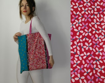 Sac fourre-tout en coton biologique de la designer Gudrun Sjoden, sac en tissu floral de style Marimekko, cadeau écologique suédois, cadeau d'anniversaire pour maman