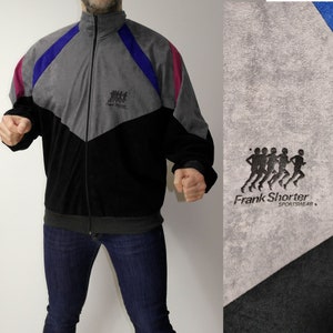 Franse FRANK KORTER Vintage jaren &#39;90 Color Block Trainingspak Jas Maat Large gemaakt in Frankrijk