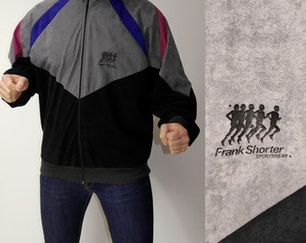 Französische FRANK SHORTER Vintage 90er Jahre Color Block Trainingsjacke Gr. L made in France