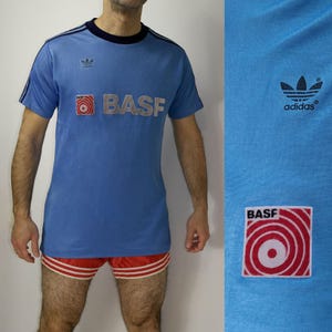West Germany Adidas BASF Shirt Vintage / 70s Soccer T-shirt / Sport Jersey Adidas Shirt/ size L, D 7/8