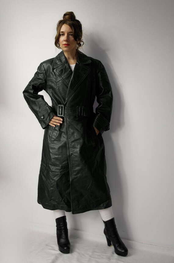 ジャケット・アウター 40s vintage coat Vintage Genuine Leather Over Coat - Unisex Belted Leather