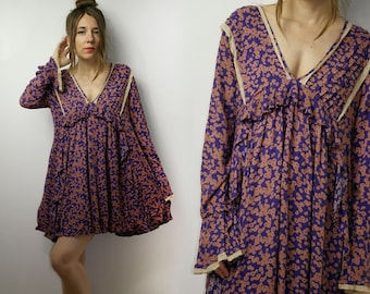 00s Elegant Free People floral dress / designer flowers dress / small dress
