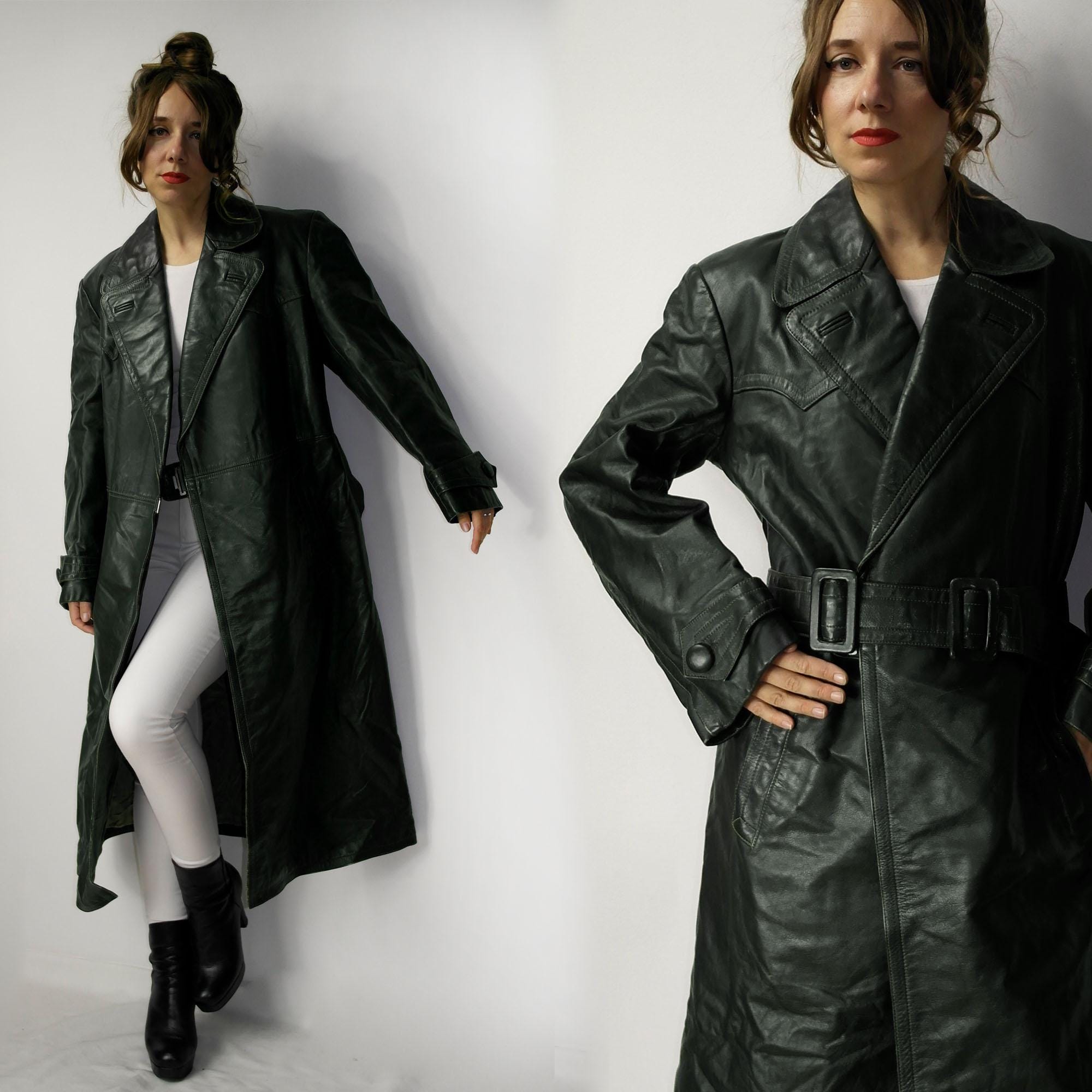 ジャケット・アウター 40s vintage coat 30s 40s Vintage Leather Trench Coat Motorcycle Suit Officer