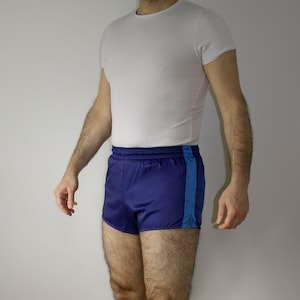 Jaren '90 Duits leger met glanzende satijnen vintage shorts blauwe kleur voetbaltrainingsshorts maat 5 afbeelding 3