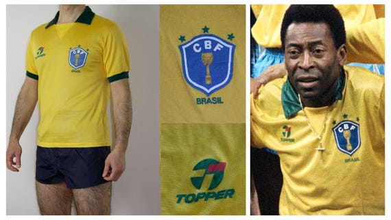 Vintage Brazil 1990 World Cup Home Jersey Topper Made in Brazil