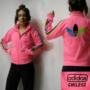 Adidas Chile 62 Big Trefoil Tracksuit / Vintage Zip up Neon Pink