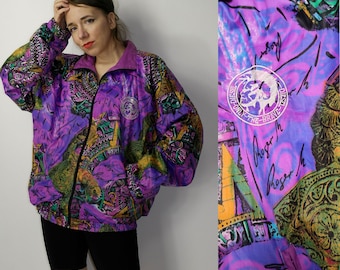 80s DIESEL Windbreaker Color Block Abstract Pop Art Jacket