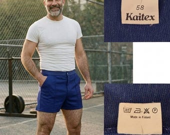 Vintage 80s Finnish Running Shorts Made in Finland Soccer Retro Size 58