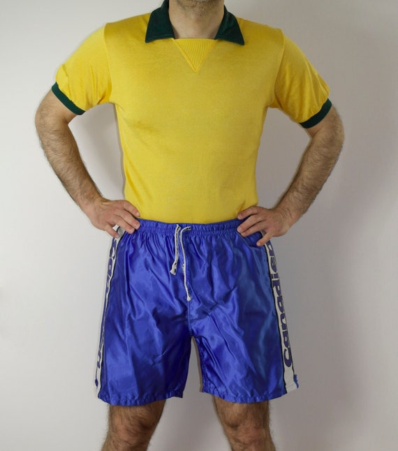 Vintage Boxing Shorts blue satin shiny 90s 00s Y2k Re… Gem