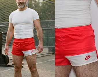 Vintage Nike Oregon Shorts Red Shiny Running Sprinter 80s
