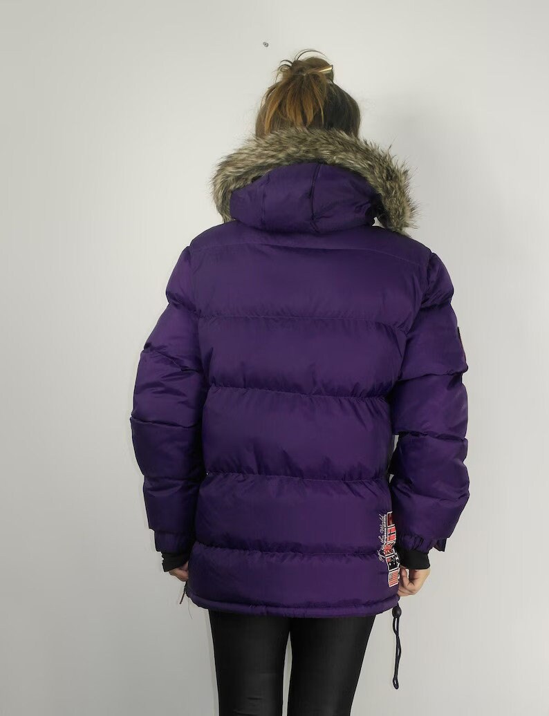 ジャケット・アウター grunge food fur down jacket y2k purple Y2K Puffer Geographical Norway Jacket Coat / Pullover Winter