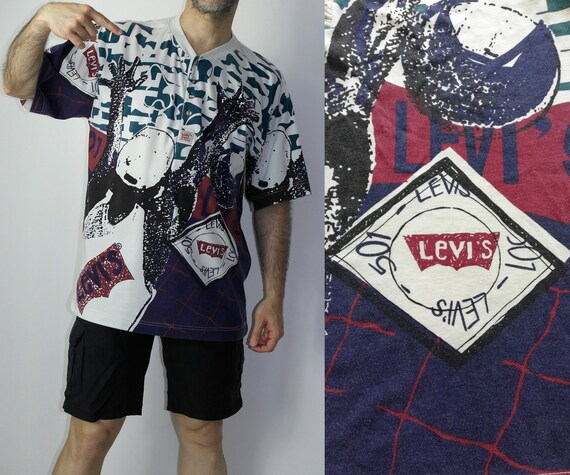 Buy Rare Levis Overall Print T Shirt Made in USA / Levi