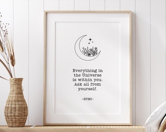Rumi Quote, Rumi Poem, Poetry Wall Art, Rumi Poster, Printable Quotes, Floral Prints, Inspirational Quotes Wall Art, Digital Download Art