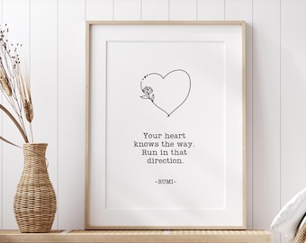 Rumi Quote, Rumi Poem, Poetry Wall Art, Rumi Poster, Printable Quotes, Floral Prints, Inspirational Quotes Wall Art, Digital Download Art