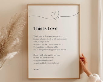 This Is Love Rumi Poem, Rumi Quotes, Rumi Poem, Rumi Poster, Rumi Wall Art, Printable Quotes Wall Art, Anniversary Gift, Love Poem, Digital