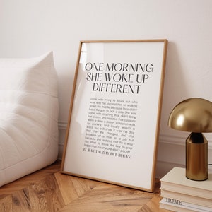 One Morning She Woke Up Different, Feminist Print, Female Empowerment, Woman line art, Feminist Wall Art, Strong Women Quote, Divorce Gift