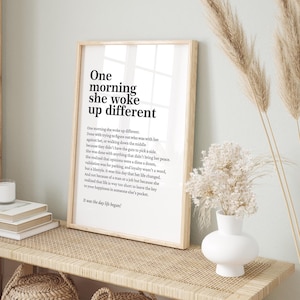 One Morning She Woke Up Different, Feminist Print, Female Empowerment, Woman line art, Feminist Wall Art, Strong Women Quote, Divorce Gift
