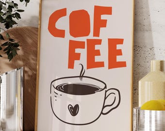 Minimalist Coffee Art Print: Modern Kitchen Typography Poster