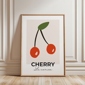 Cherries Wall Art, Cherry Poster Kitchen Decor, Funky Fruit Poster, Abstract Art Print, Cherries Retro Kitchen Art Print, Housewarming Gift