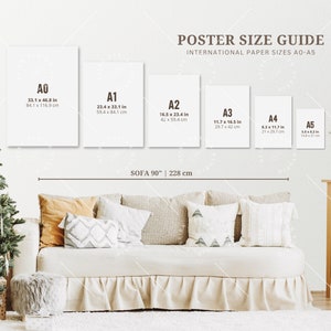 Wall Art Size Guide, Standard Frame Size Guide, Poster Sizes Guide, Frame Size Guide, Wall Art Size Mockup, Print Size Guide, Canvas Mockup