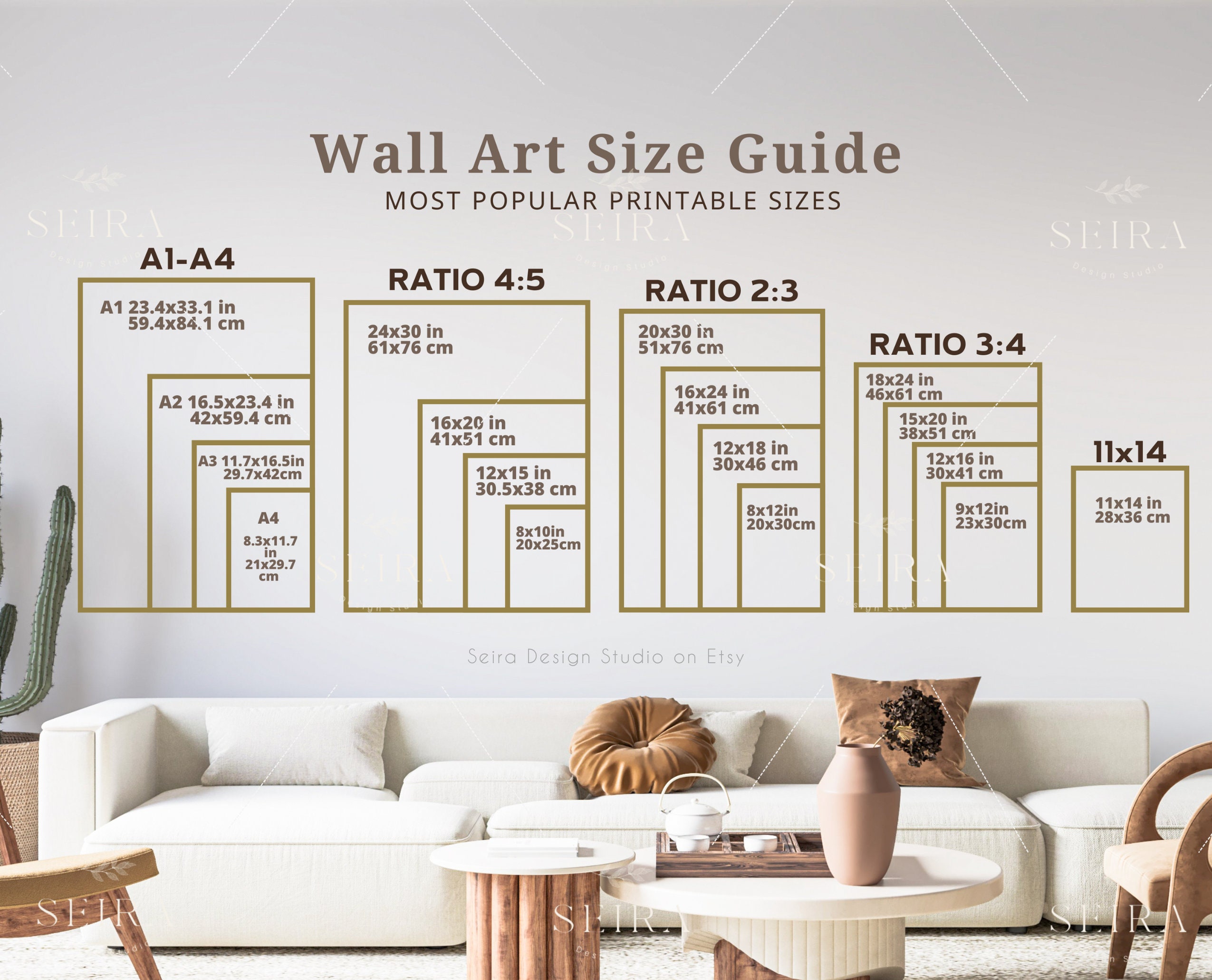 Wall Art Size Guide Frame Size Guide Poster Size Chart - Etsy Ireland