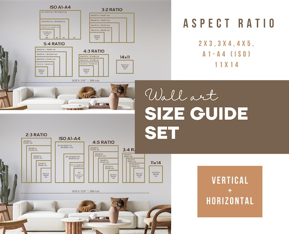 壁アートサイズガイド、フレームサイズガイド、ポスターサイズ表、比較