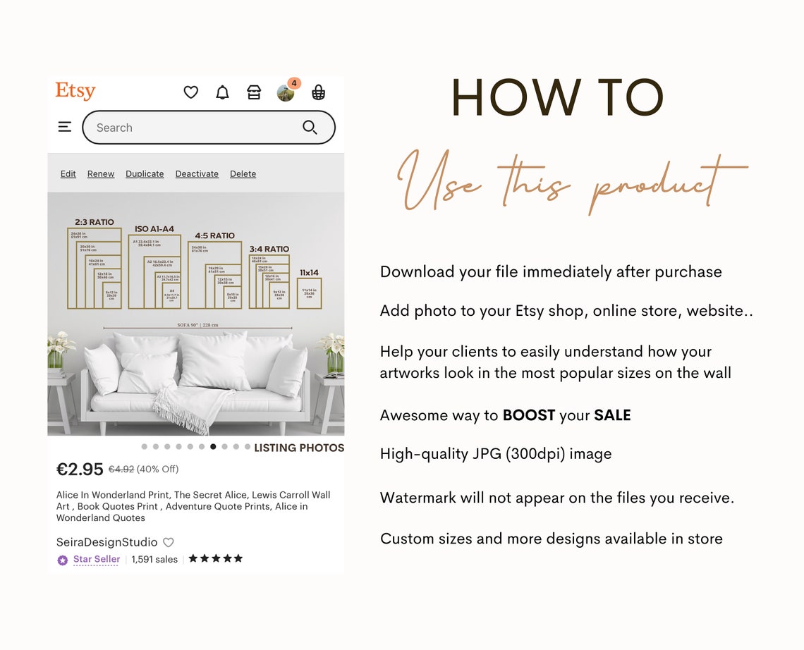 Wall Art Size Guide, Standard Frame Sizes Guide, Living Room Frame ...