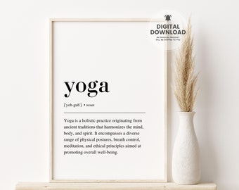 Yoga Definition Print, Yoga Sign, Yoga Printable, Yoga Poster, Yoga Wall Decor, Namaste Sign, Meditation Wall Art, Yoga Print, Yoga Decor