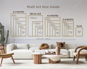 Wall Art Size Guide, Frame Size Guide, Print Size Guide, Comparison Chart, Poster Size Chart, Wall Display Guide, Vertical Art Size Guide