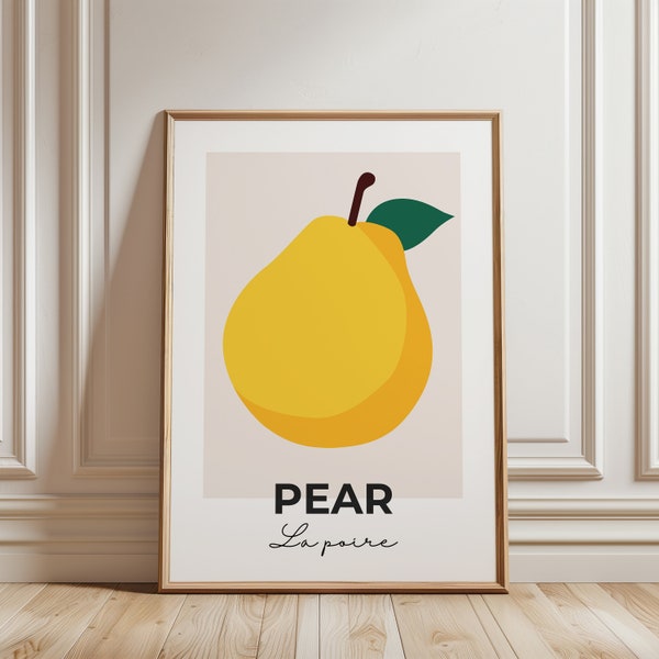 Pear Print, La Poire, Kitchen Wall Art, Kitchen Print, Kitchen Poster, Trendy Kitchen Art, Pear Poster, Modern Kitchen Art, Digital Download