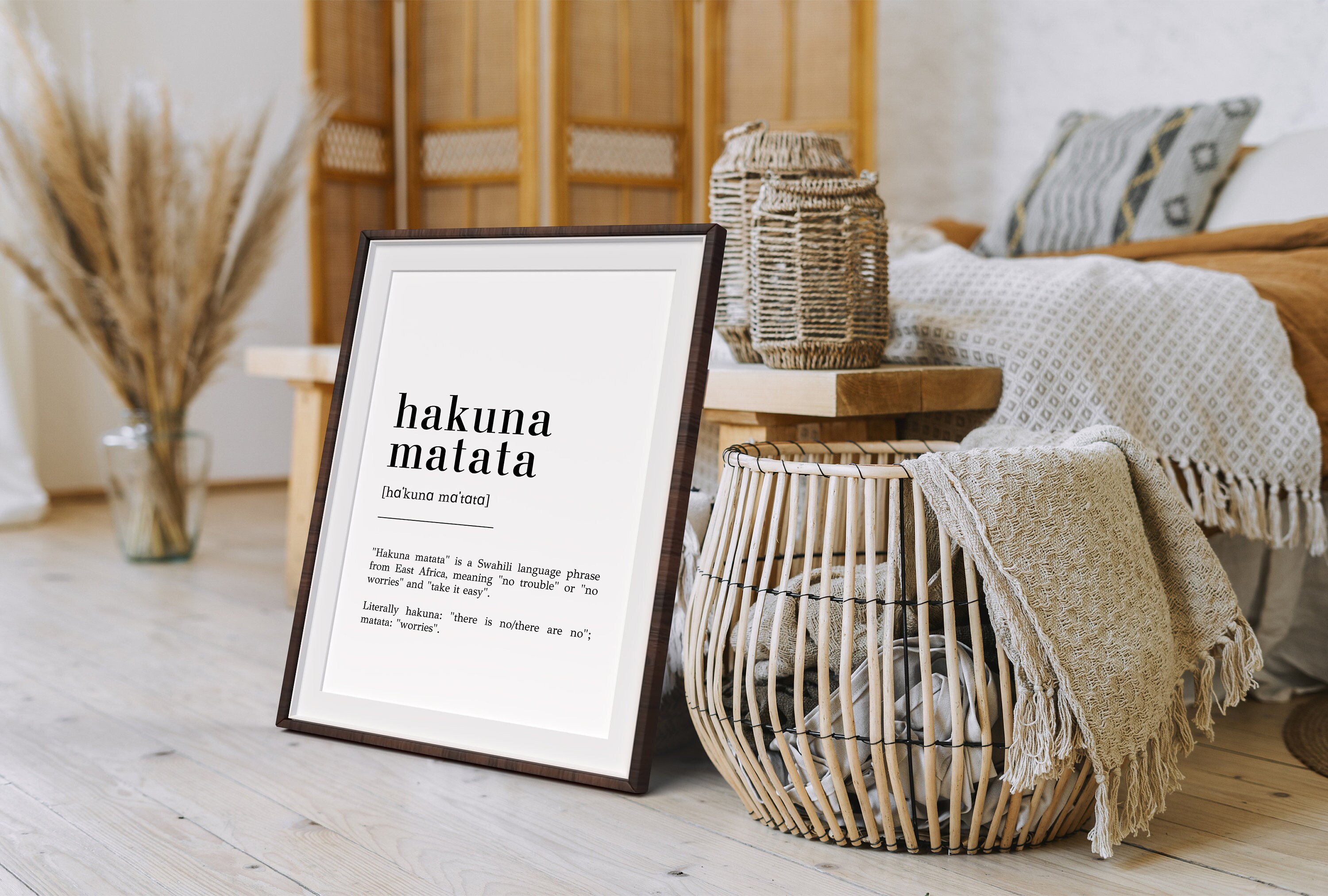 Hakuna Matata Definition, Hakuna Matata Sign, Bedroom Print