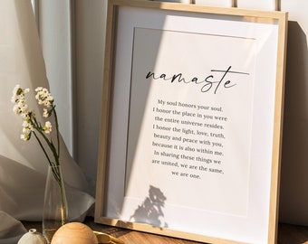 Namaste Definiton Print, Namaste Sign, Namaste Print, Yoga Poster, Meditation Print, Yoga Wall Decor, Printable Wall Art, Namaste Poster