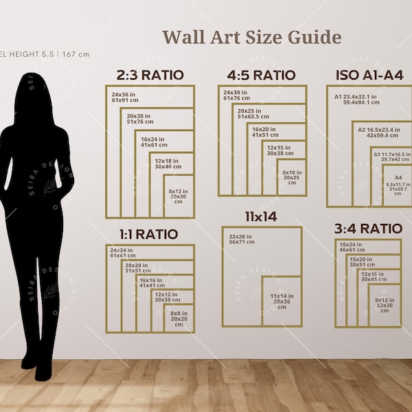 Wall Art Size Guide, Frame Size Guide, Print Size Guide, Comparison Chart, Poster Size Chart, Wall Display Guide, Aspect Ratio Chart