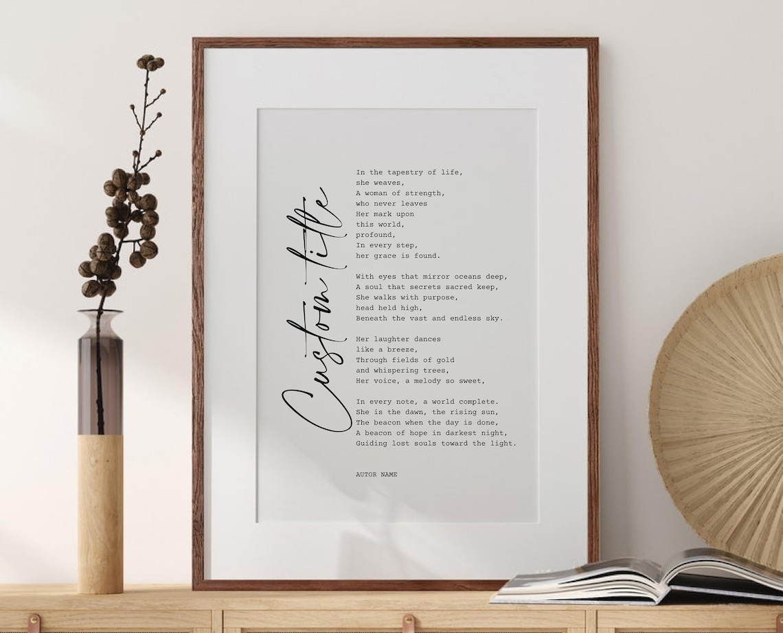 Custom Poem Print, Printable Poetry, Personalized Poem Poster, Custom ...