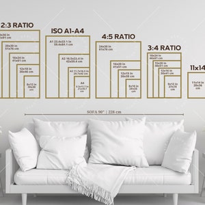 Wall Art Size Guide, Standard Frame Sizes Guide, Living Room Frame ...