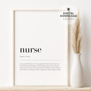 Nurse Definition Print, Nurse Poster, Nurse Gift, Nurse Birthday Gift, Nurse Graduation Gift, Digital Download, Gift for Nurse