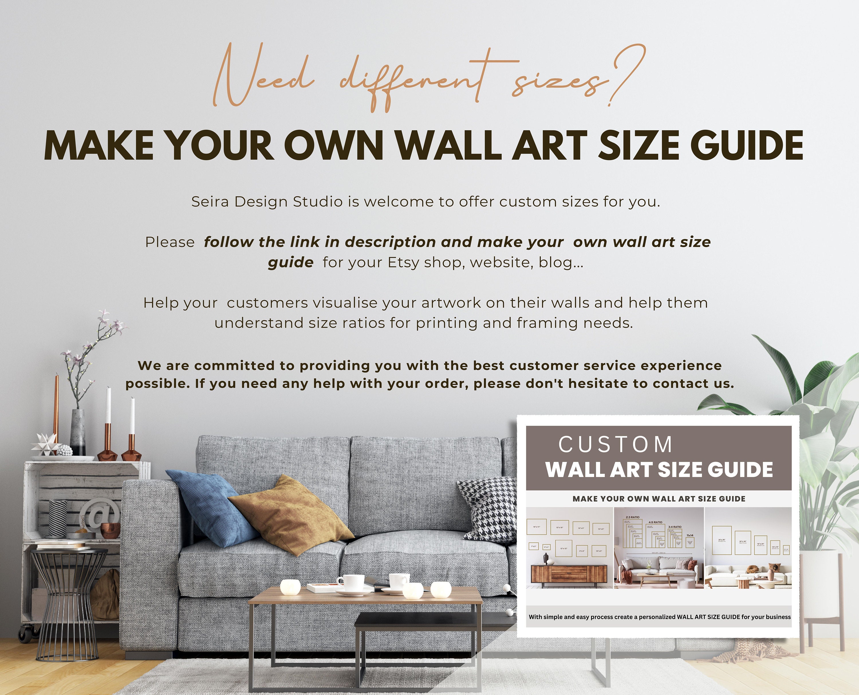 Wall Art Size Guide, Standard Frame Sizes Guide, Living Room Frame