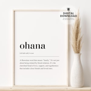 Ohana Definition Print, Hawaiian Wall Art, Hawaiian Gift, Hawaii Poster, Family Poster, Family Quote Printable, Hawaii Print, Ohana Poster
