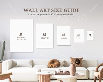 Wall Art Size Guide, Standard Frame Size Guide, Poster Sizes Guide, Frame Size Guide, Wall Art Size Mockup, Print Size Guide, Canvas Mockup