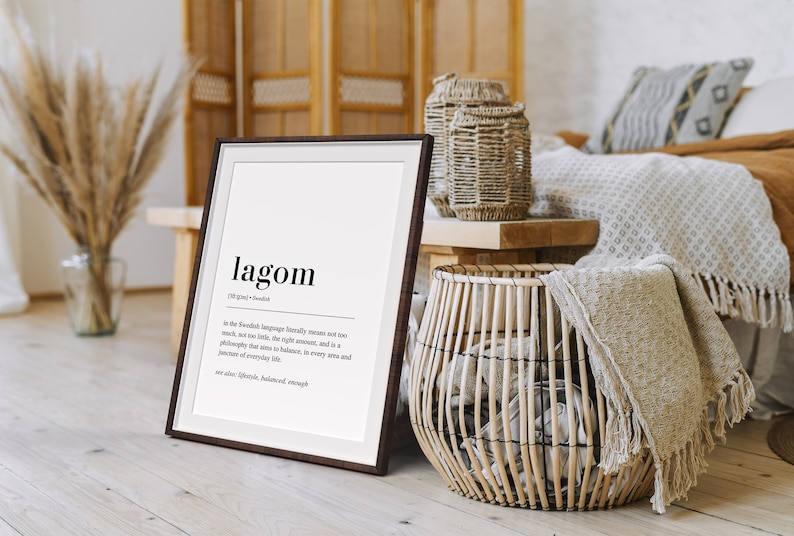 Lagom Definition Print, Scandinavian Art, Nordic Print, Swedish Art