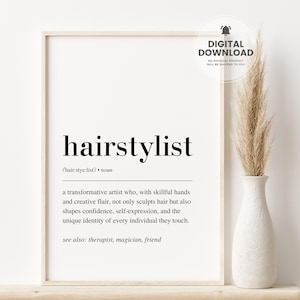 Hairstylist Definition Print, Hairstylist Gift, Hair Salon Decor, Hair Salon Printable Wall Art, Hair Salon Print, Hairdresser Print