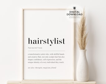 Hairstylist Definition Print, Hairstylist Gift, Hair Salon Decor, Hair Salon Printable Wall Art, Hair Salon Print, Hairdresser Print