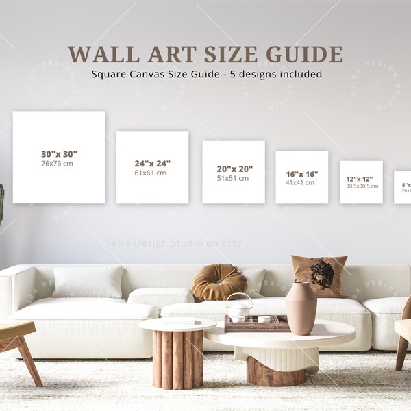 Wall Art Size Guide, Square Frame Sizes Guide, Canvas Size Guide, Poster Sizes Guide, 1:1 Aspect Ratio, Square Wall Art Size Guide