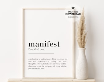 Definição de Manifesto, Impressão de Manifesto, Pôster de Manifesto, Impressão de Manifesto, Pôster da Lei da Atração, Placa de Manifesto, Arte de Parede para Imprimir, Decoração de Manifesto