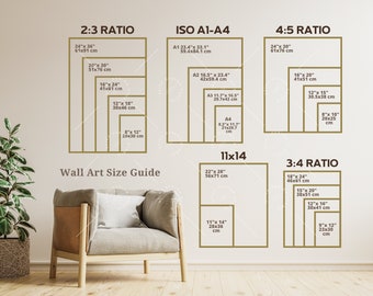 Wall Art Size Guide, Frame Size Guide, Print Size Guide, Comparison Chart, Poster Size Chart, Wall Display Guide, Vertical Art Size Guide