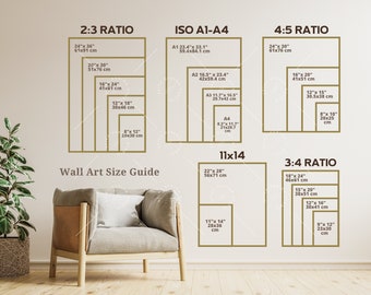 Maattabel voor wandkunst, Maattabel lijst, Maattabel afdrukformaat, Vergelijkingstabel, Maattabel poster, Gids voor wanddisplay, Maattabel verticale kunst