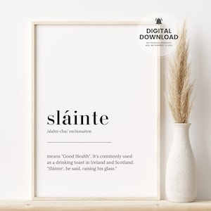 Slainte, Slainte Sign, Slainte Print, Irish Sayings, Bar Decor, Irish Cheers, Irish Wall Art, Scotland Slang, Irish Prints, Download Print