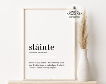 Slainte, Slainte Zeichen, Slainte Druck, irische Sprüche, Bar Dekor, Irish Cheers, Irische Wandkunst, Scotland Slang, Irish Prints, Drucke Download